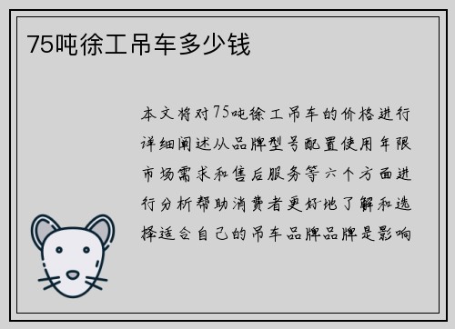 75吨徐工吊车多少钱