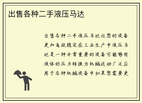 出售各种二手液压马达