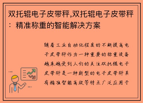 双托辊电子皮带秤,双托辊电子皮带秤：精准称重的智能解决方案
